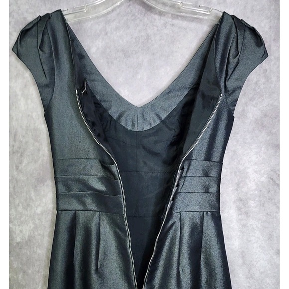 Antonio Melani Dress Size 0 Sheath Metallic Gray Pleated Cocktail Career - Picture 10 of 11